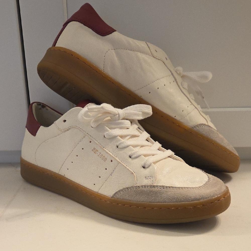Sam Edelman White and Burgundy Sneakers
